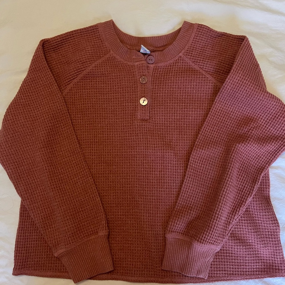 Waffle Knit Henley Top
